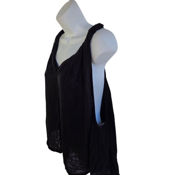 Free People Black Messmia Twisted Tank Top XL | Boho Gauze Festival Layering Top - Picture 5 of 6